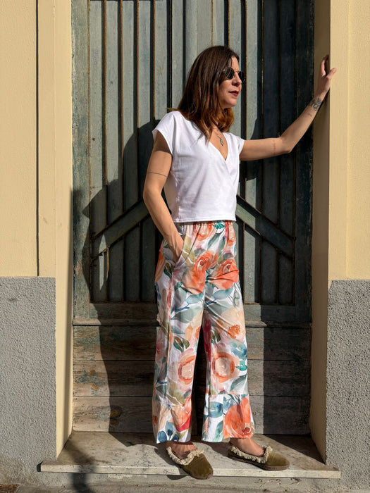 Pantaloni Ines in fantasia fiorata