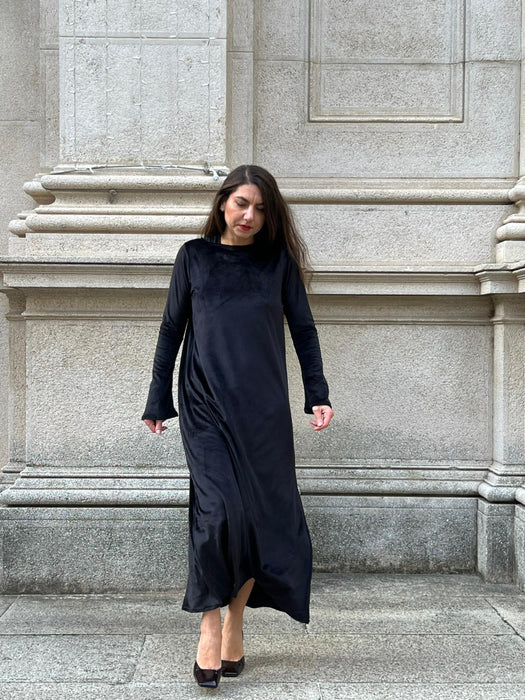 Abito Cristiana lungo in velluto nero