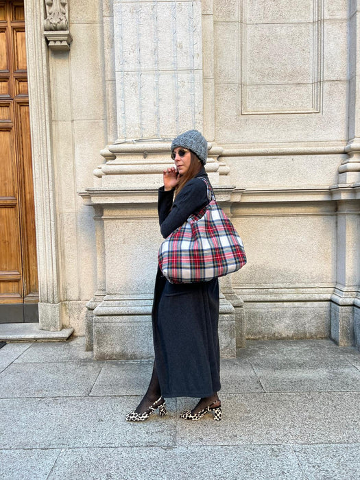 Borsa in lana tartan rossa