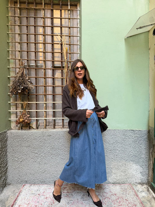 Cardigan Romeo in lana marrone scuro