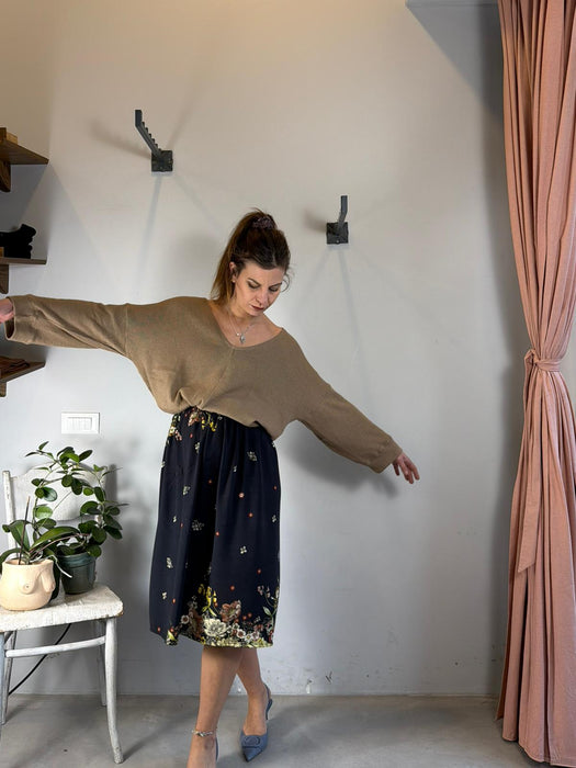 Gonna Beatrice midi nera a fiori