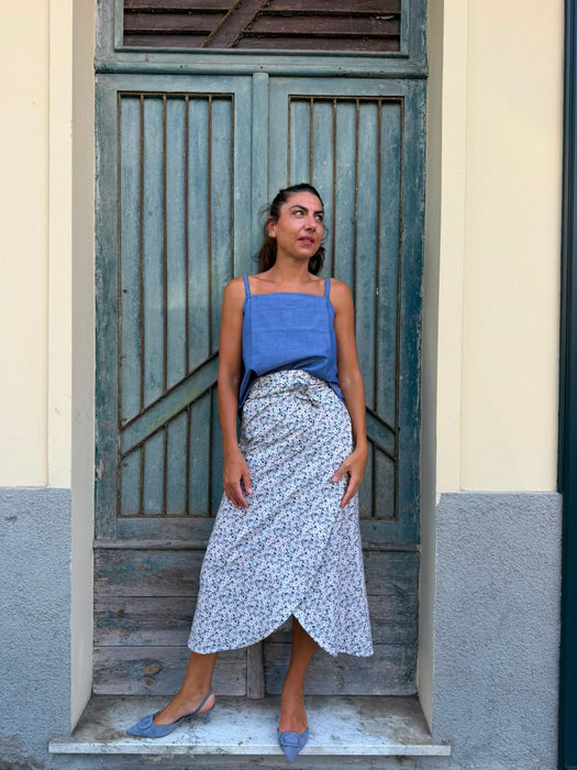 Top Filomena in cotone azzurro