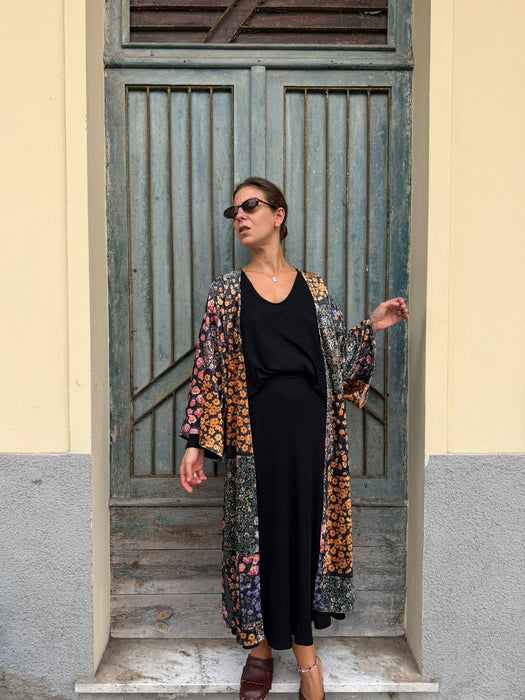 Kimono in velluto in fantasia a fiori