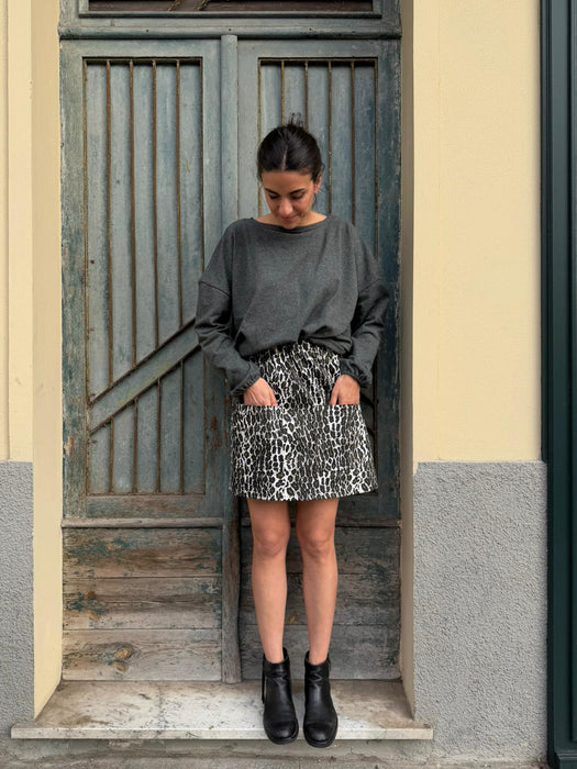 Gonna Luca in gabardine leopardato
