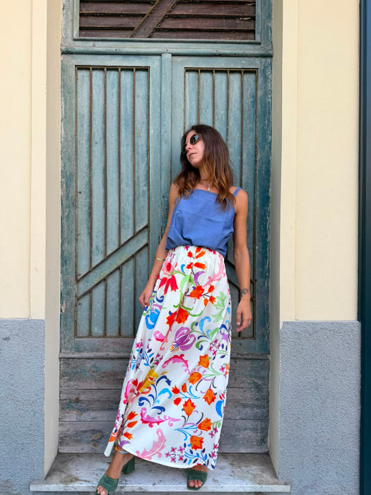 Top Filomena in cotone azzurro