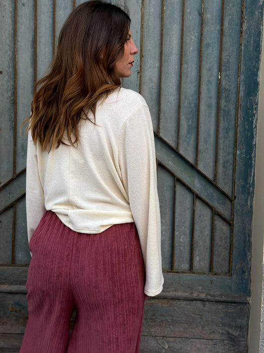 Pantaloni Corrado in spugna color lampone