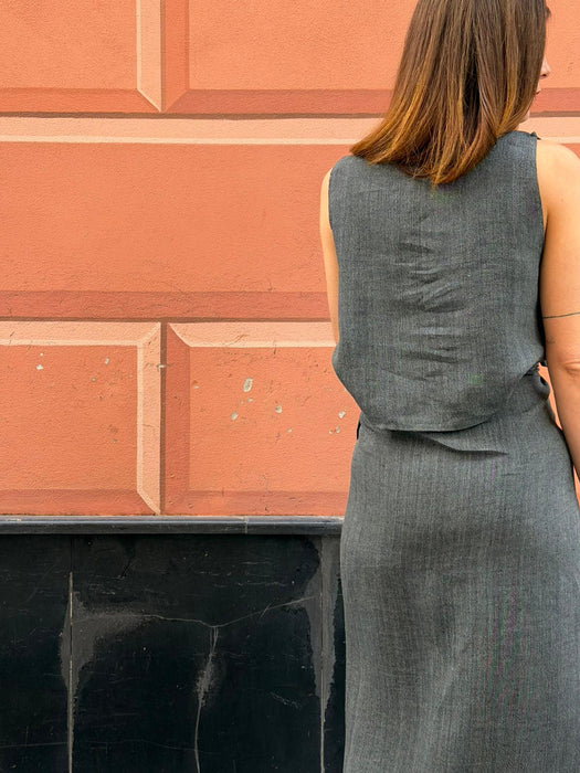 Gonna Matilda in lino color grigio scuro