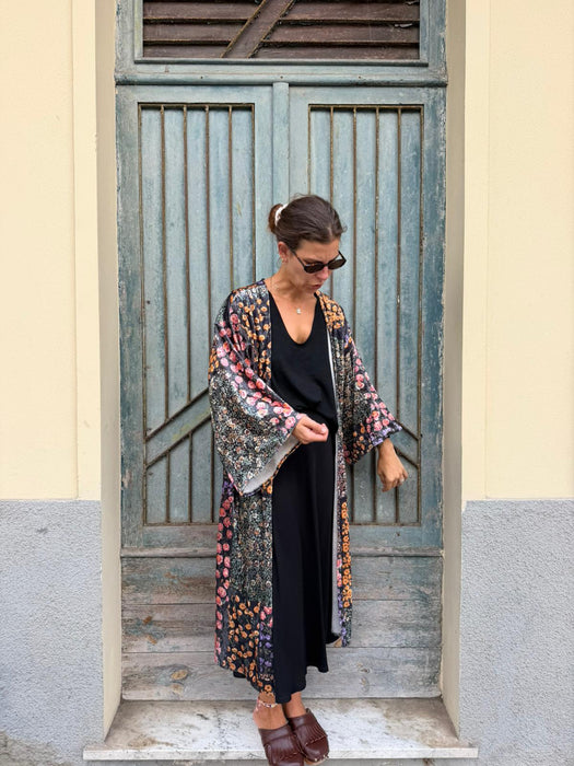Kimono in velluto in fantasia a fiori