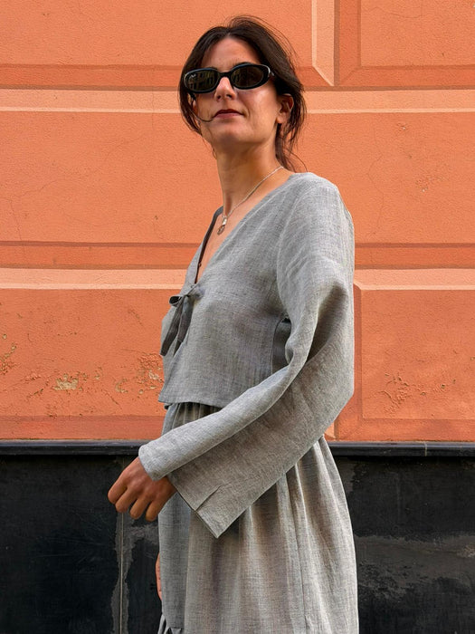 Maglia Alfredo in lino color azzurro polvere