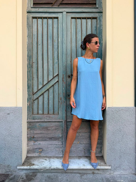 Abito Emilia in mussola azzurra