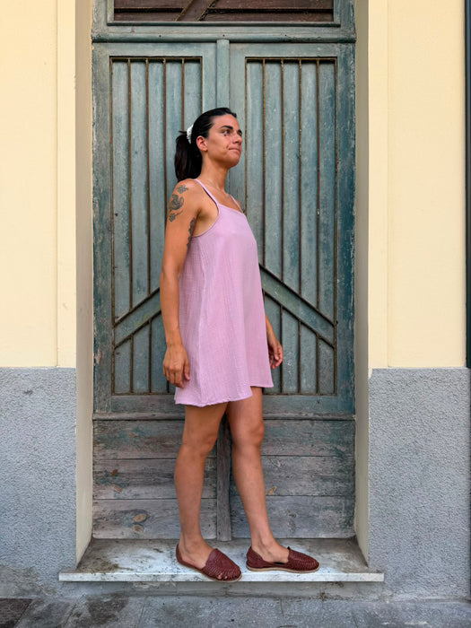 Abito Filomena in mussola rosa malva