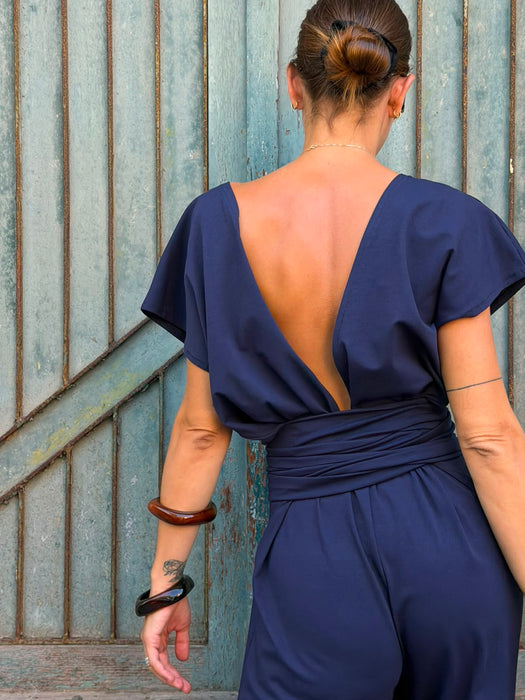 Tuta Magda in jersey blu notte