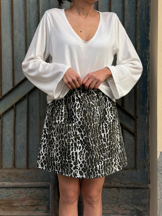 Gonna Luca in gabardine leopardato