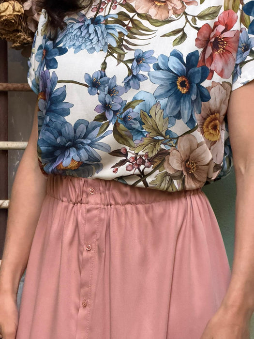T-shirt Scatoletta in viscosa a fiori