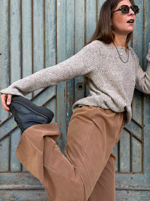 Pantaloni Mia in cupro cammello