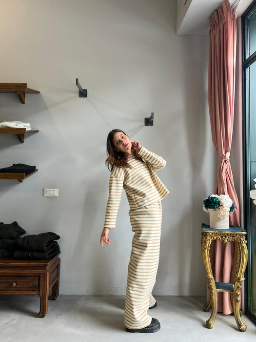 Felpa Deborah a righe panna e beige