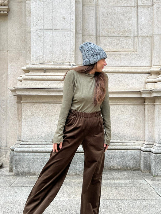Pantaloni Mia in velluto marrone tabacco