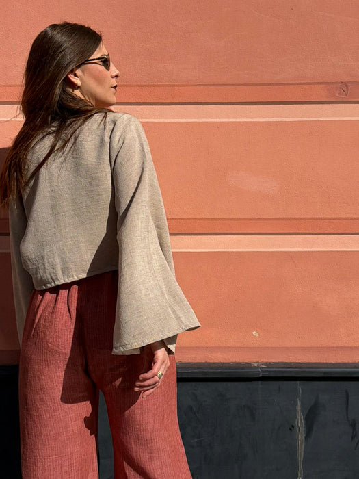 Maglia Alfredo in lino color sabbia