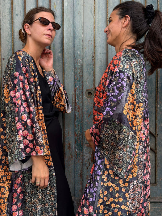 Kimono in velluto in fantasia a fiori