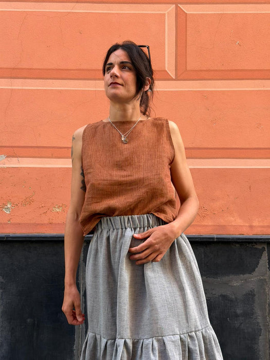Top Emilia in lino color terracotta