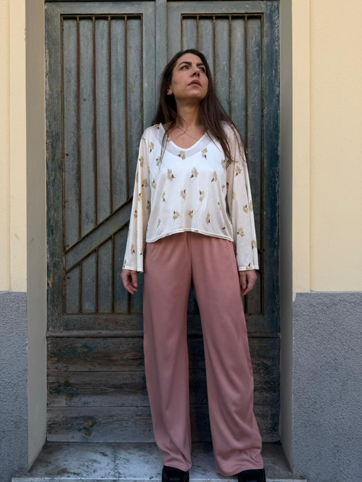 Pantaloni Mia in viscosa rosa antico