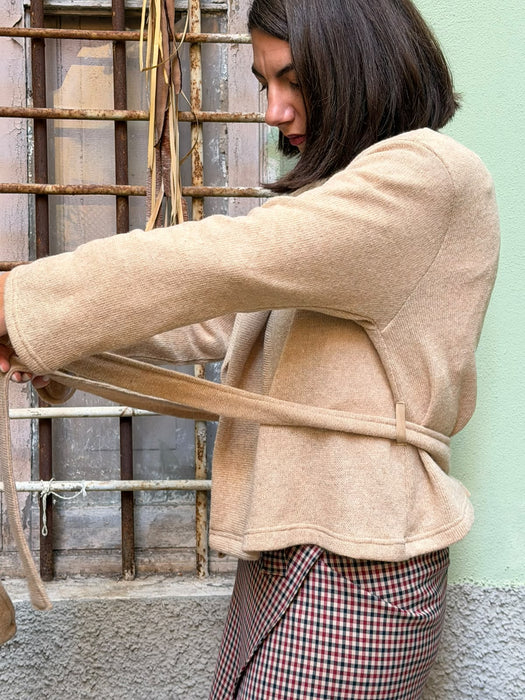 Cardigan Romeo in lana beige