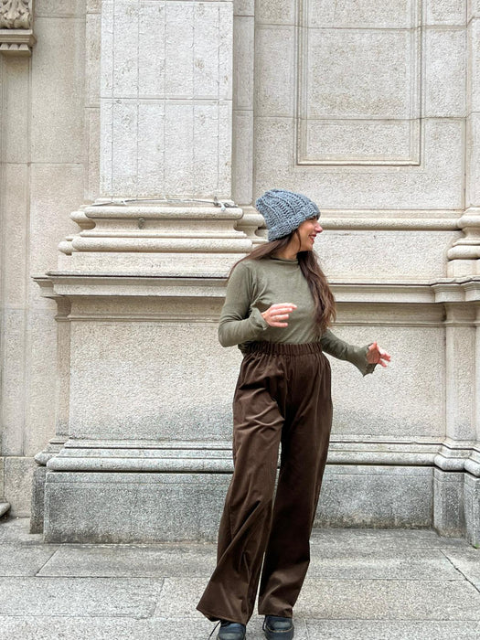 Pantaloni Mia in velluto marrone tabacco