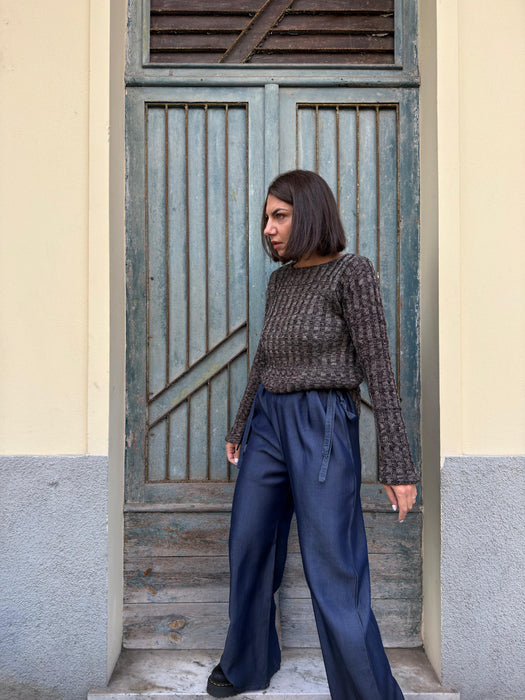 Maglia Cristiana in lana marrone mèlange