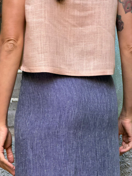 Top Emilia in lino rosa pesca
