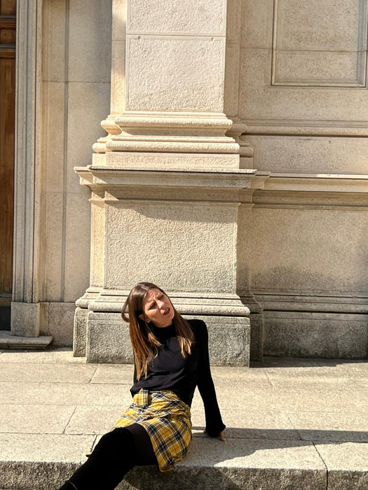 Gonna Matilda corta in lana tartan gialla