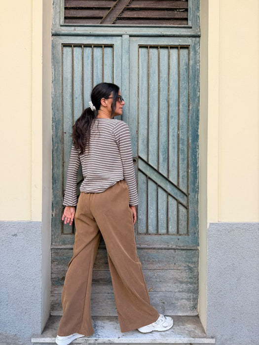 Pantaloni Mia in cupro cammello