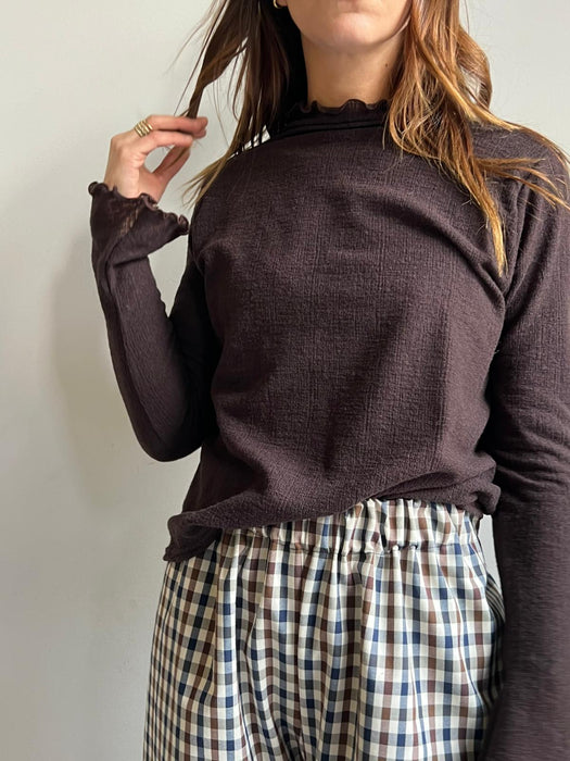 Pantaloni Ines a quadretti blu e marroni