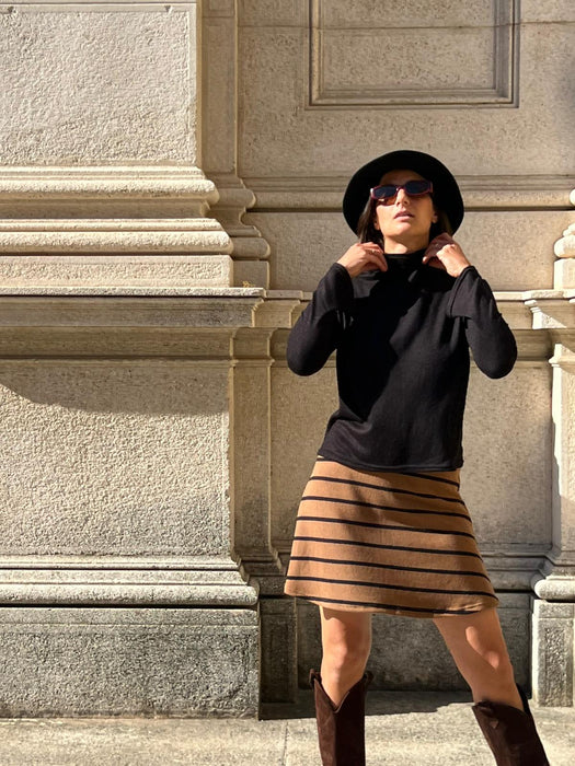 Gonna Costanzina color biscotto a righe nere