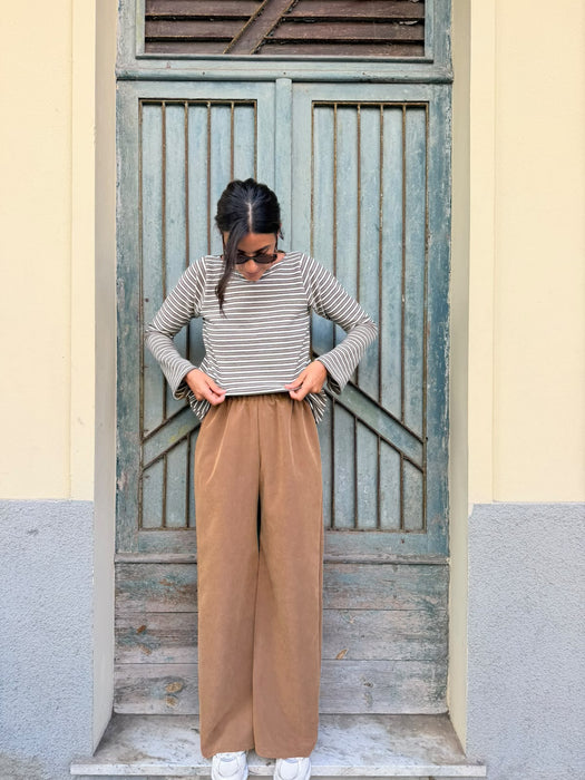 Pantaloni Mia in cupro cammello