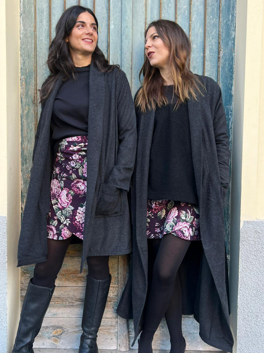 Cardigan Marinella midi grigio antracite