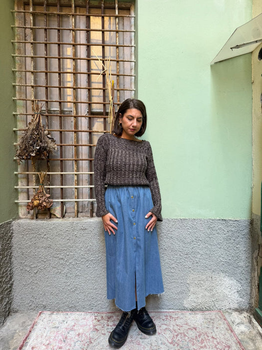 Gonna Eva midi in jeans chiaro