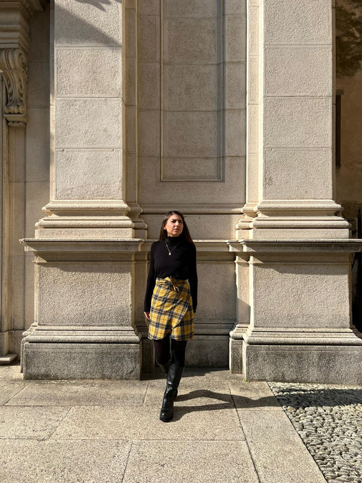 Gonna Matilda corta in lana tartan gialla