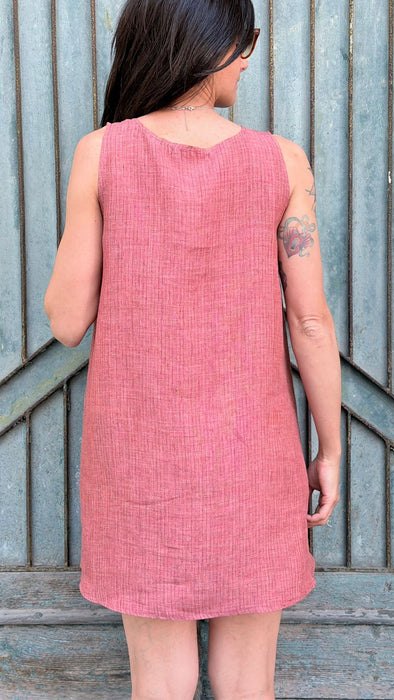 Abito Emilia in lino color lampone