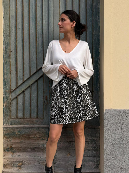 Gonna Luca in gabardine leopardato