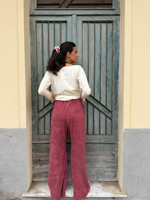 Pantaloni Luigi in spugna color lampone