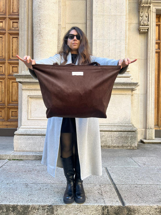 Borsa in velluto marrone