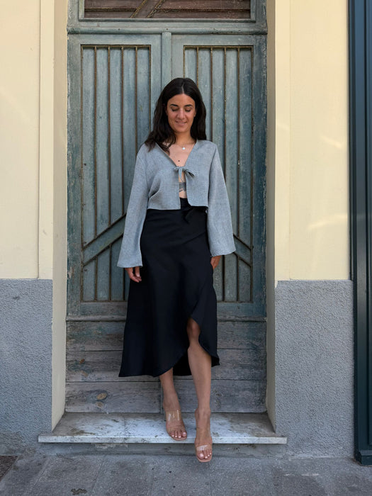 Gonna Matilda in lino e seta nero