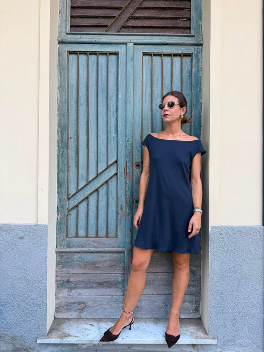 Abito Trubino a costine blu lavagna