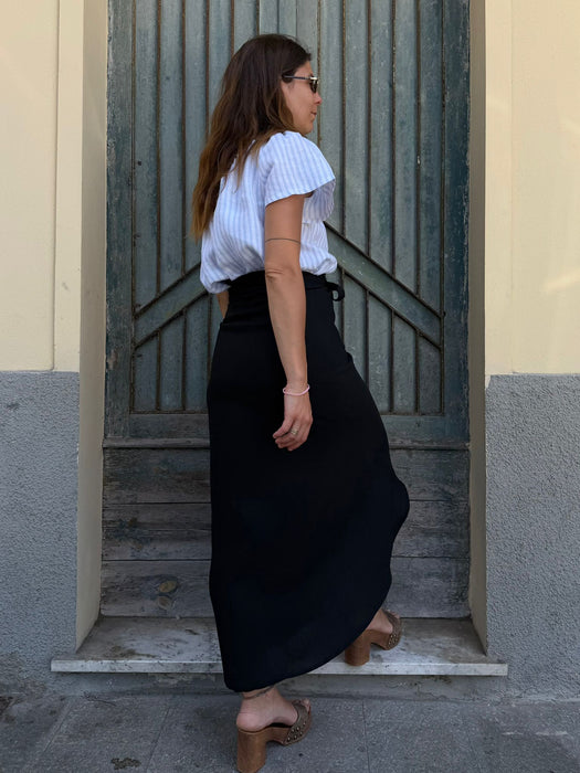 Gonna Matilda in lino e seta nero
