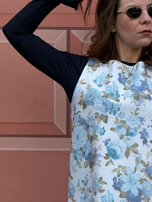 Abito Emilia a fiori azzurri
