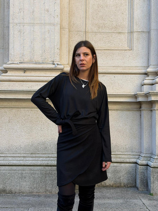 Gonna Matilda corta in panno di lana nero