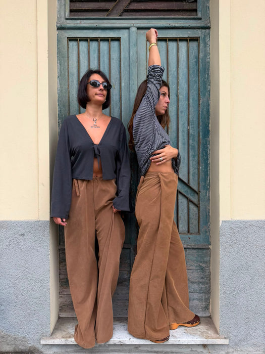 Pantaloni Luigi in cupro cammello