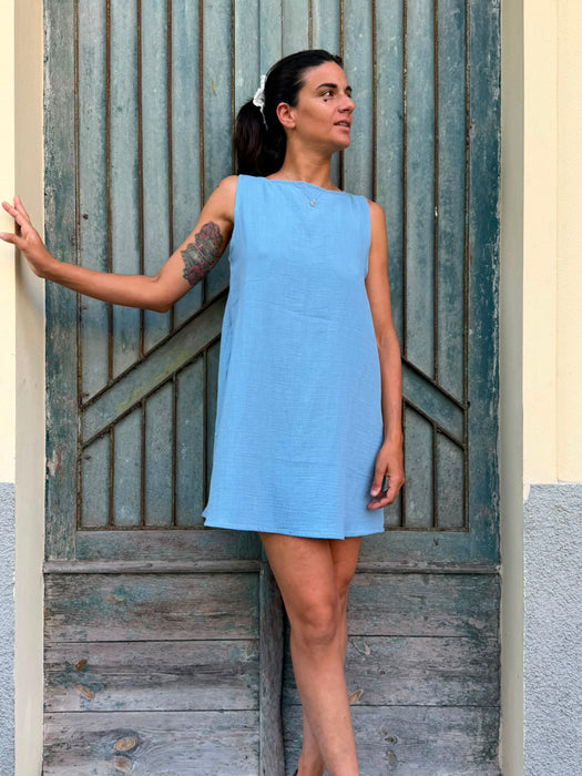 Abito Emilia in mussola azzurra