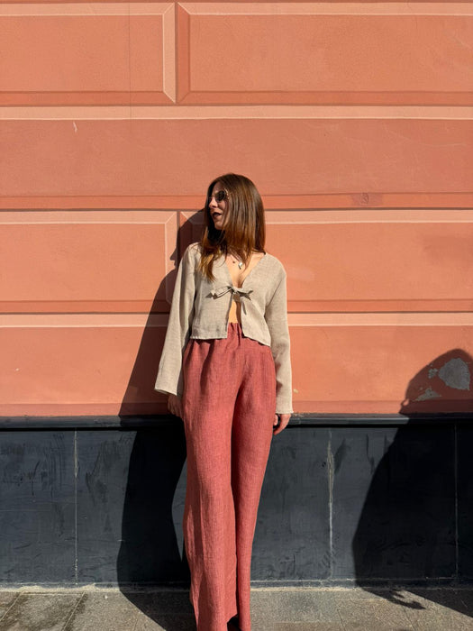 Maglia Alfredo in lino color sabbia