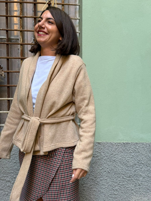 Cardigan Romeo in lana beige